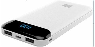 Внешний аккумулятор Perfeo Dune 10000mah/LED дисплей/In Type-C/Micro usb/Out Type-C 2.1А /USB 1 А, 2.1A/белый