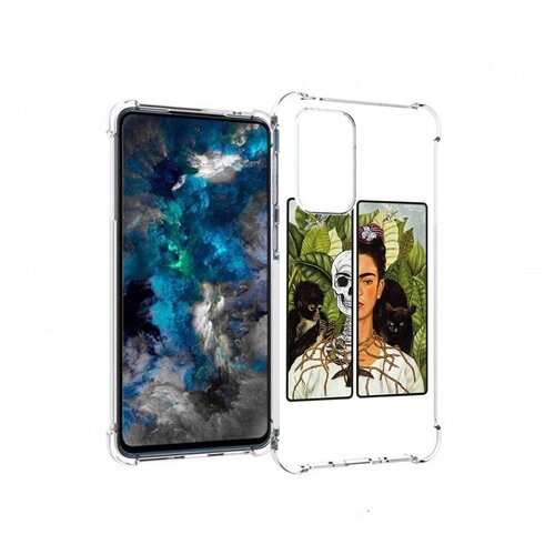 Чехол задняя-панель-накладка-бампер MyPads сдвоенная картинка девушка скелет для Samsung Galaxy A33 5G противоударный