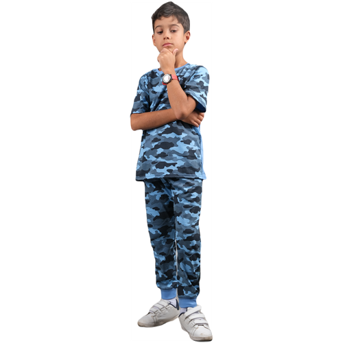 Брюки  DaEl kids детские демисезонные, пояс на резинке, размер 92, голубой, черный
