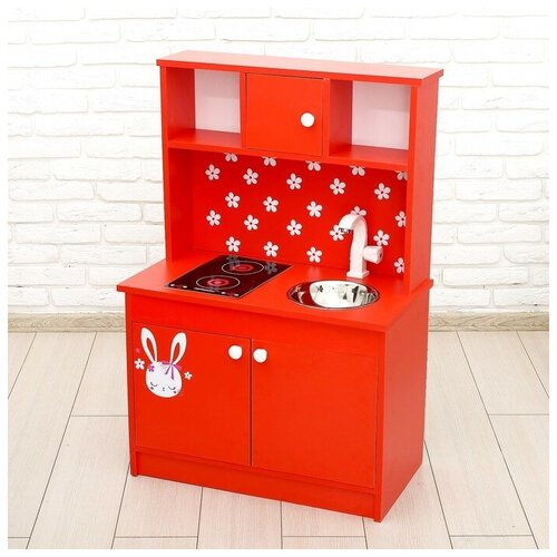 Игровая мебель «Детская кухня «Зайка», цвет красный