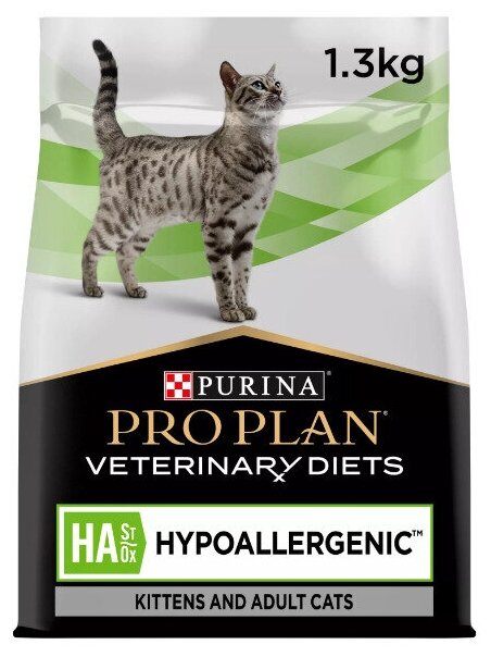 Сухой корм Pro Plan Veterinary Diets HA St/Ox для котят и взрослых кошек для снижения пищевой непереносимости, 1,3 кг