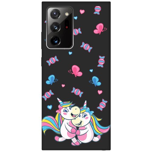 Матовый чехол Unicorns and Candies для Samsung Galaxy Note 20 Ultra / Самсунг Ноут 20 ультра с 3D эффектом черный силиконовый чехол с принтом unicorns and candies для samsung galaxy note 20 ultra самсунг ноут 20 ультра