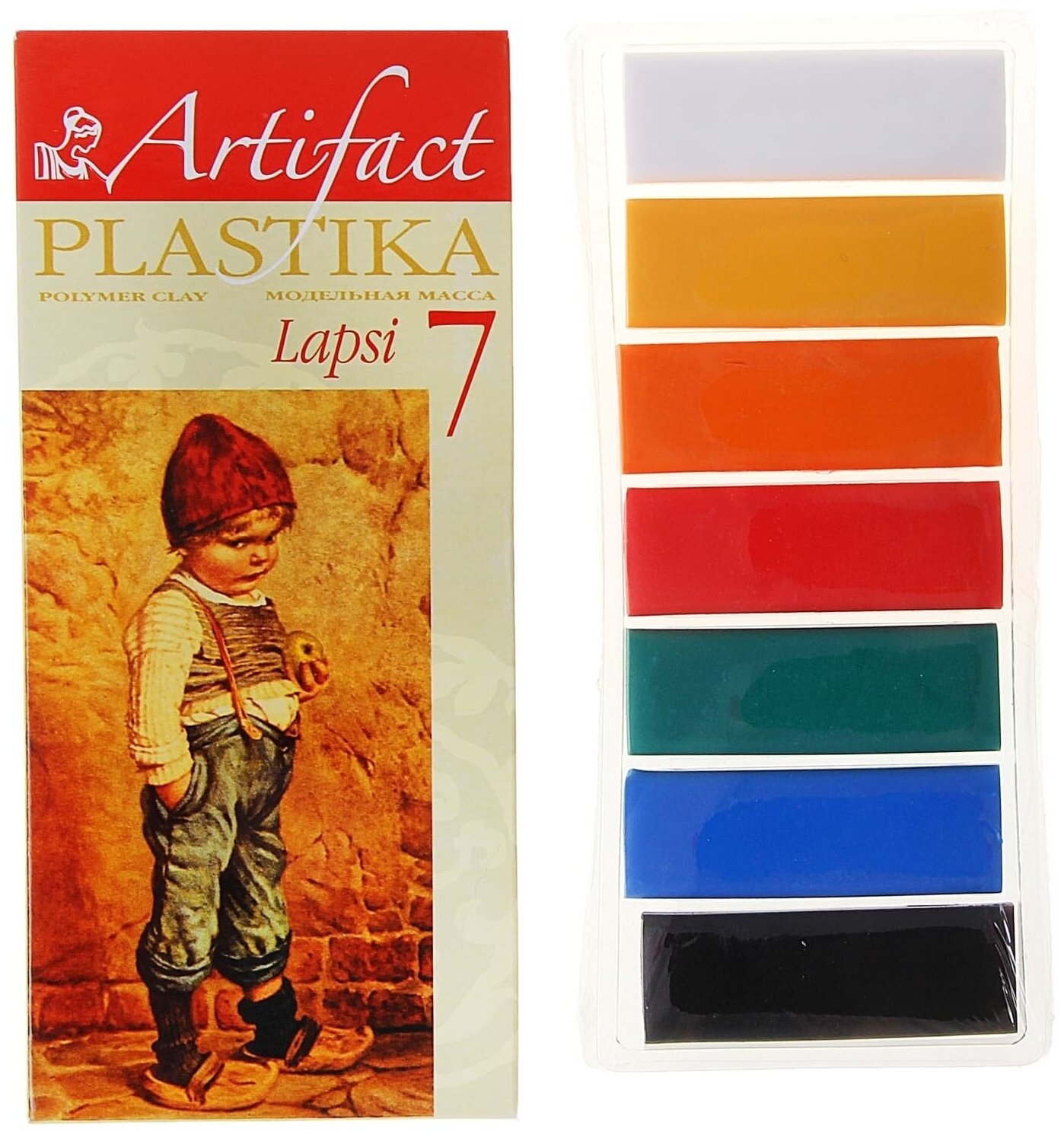 Пластика - полимерная глина набор LAPSI 7 классических цветов 140г 1075470