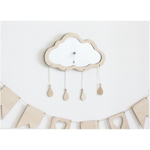 Зеркало в детскую комнату Облако, настенный декор облако в детскую, настенная декорация облако для детей
