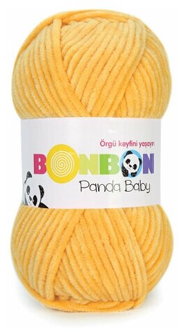 Пряжа плюшевая Bonbon Panda Baby 100г/120м, 100% полиэстер - 2 шт, цвет: 3116 горчица