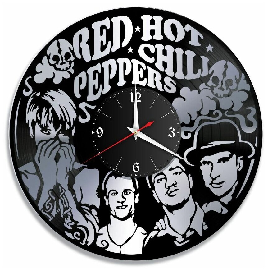 Часы из винила Redlaser "группа Red Hot Chili Peppers, RHCP, ред хот чили пеперс" VW-10149-2