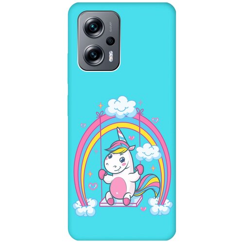 Матовый чехол Unicorn для Poco X4 GT / Xiaomi Redmi Note 11T Pro / 11T Pro+ / Поко Х4 ГТ / Сяоми Редми Ноут 11Т / 11Т Про+ с 3D эффектом бирюзовый матовый чехол avo gymnastic для poco x4 gt xiaomi redmi note 11t pro 11t pro поко х4 гт сяоми редми ноут 11т 11т про с 3d эффектом черный