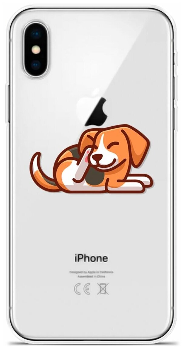 Силиконовый чехол на Apple iPhone X Бигль с лапой / для Эпл Айфон Икс