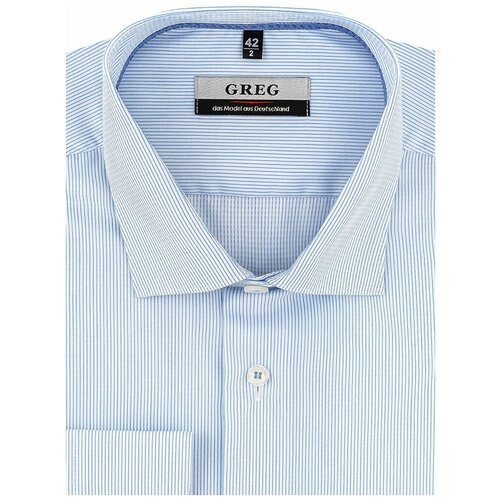 фото Рубашка мужская длинный рукав greg 121/191/1170/1p_gb, прямой силуэт / сlassic fit, цвет белый, рост 164-172, размер ворота 46