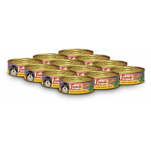 Консервы Lunch for pets для молодых хорьков цыпленок со злаками паштет, 100 гр * 12 шт