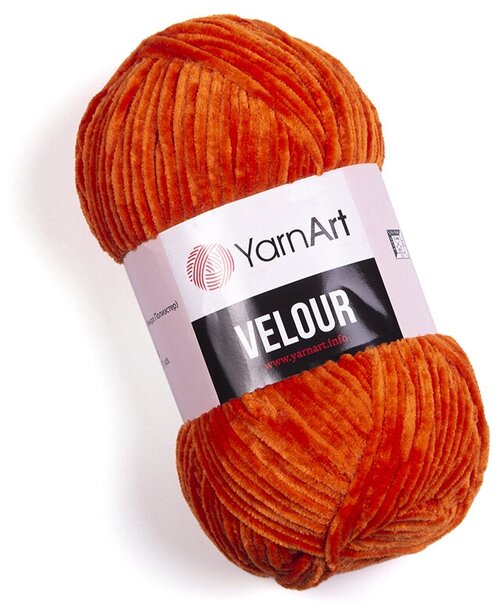Пряжа для вязания YarnArt Velour (ЯрнАрт Велюр) - 1 моток 865 темно-оранжевый, фантазийная, плюшевая для игрушек 100% микрополиэстер 170м/100г