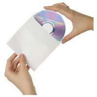 Конверты для CD/DVD (125х125 мм) с окном, комплект 125 шт, бумажные, клей декстрин, BRAUBERG, 123599