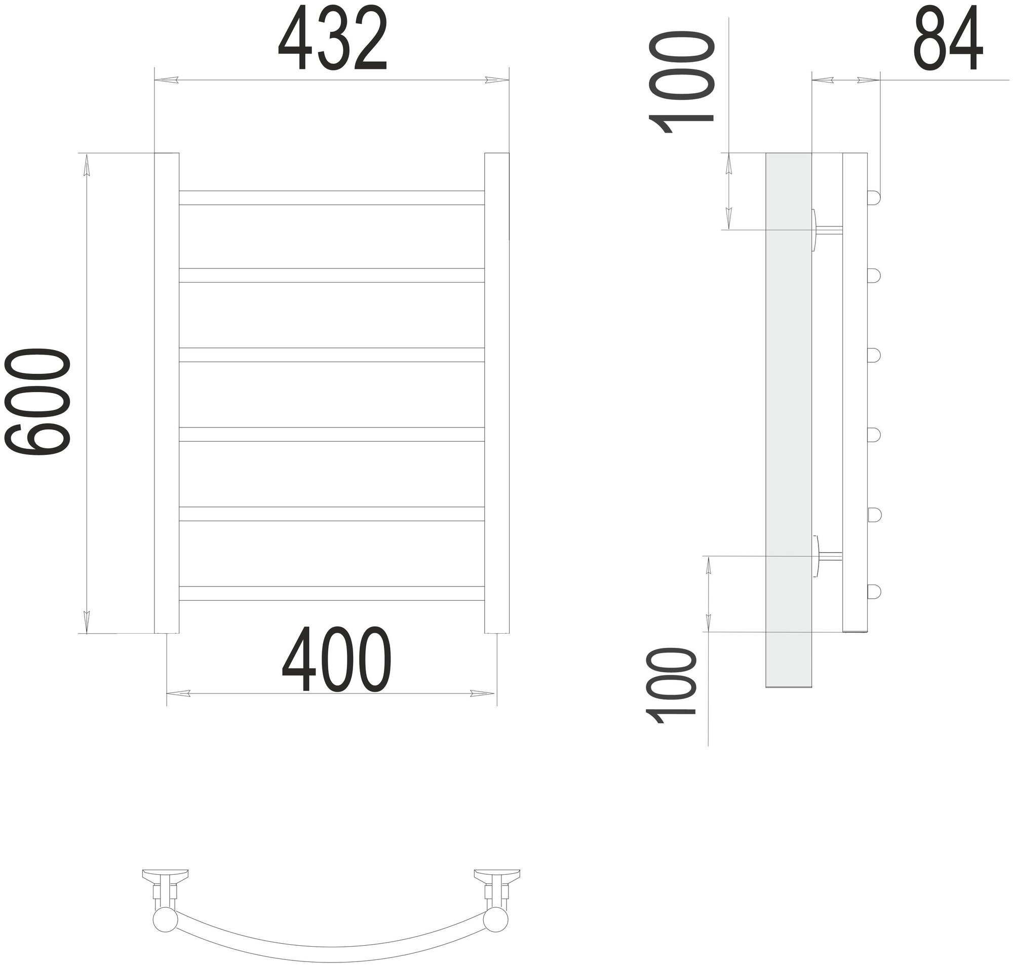 Полотенцесушитель водяной Terminus Классик П6, 400 x 600 мм, хром - фотография № 3