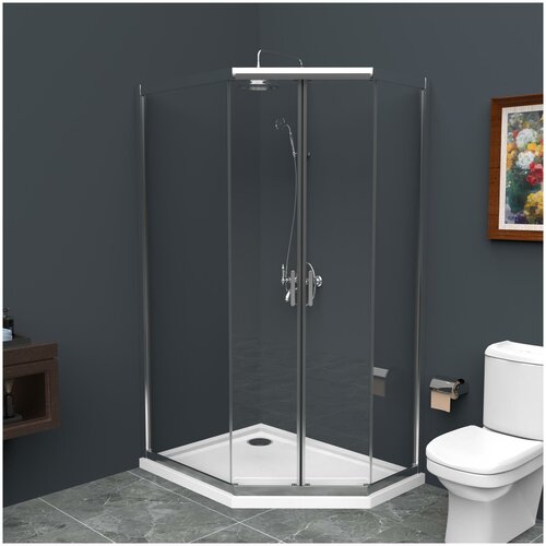 Душевой уголок BelBagno Uno 100x80 профиль хром прозрачное стекло