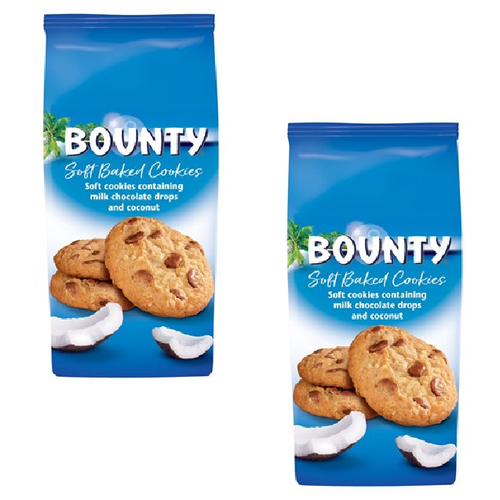 Мягкое печенье Bounty, c кусочками молочного шоколада и кокосом, ( 2 шт по 180 г)