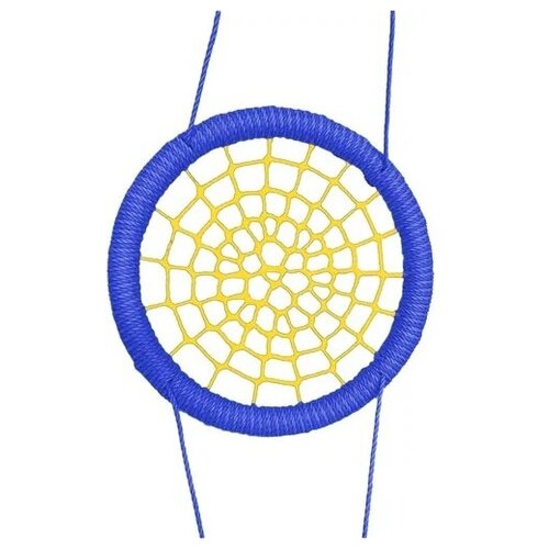 Качели-гнездо подвесные Хит, диаметр 100 см, синие с желтым плетением