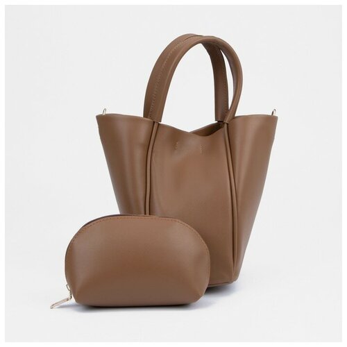 фото Сумка-тоут на молнии, цвет коричневый нет бренда