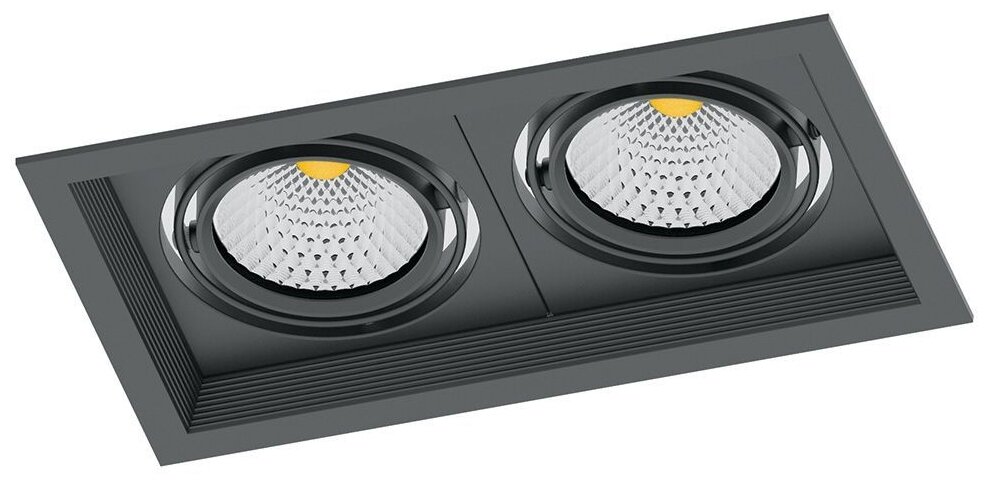 Светильник карданный светодиодный 2x12W 2160 Lm, 4000К, 35 градусов, черный, AL202 с драйвером и клеммой в комплекте
