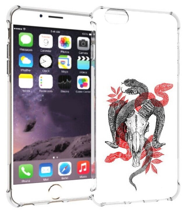 Чехол задняя-панель-накладка-бампер MyPads змея в черепе рисунок для iPhone 6 plus/ 6S plus 5.5 (Айфон 6/6С+ плюс) противоударный