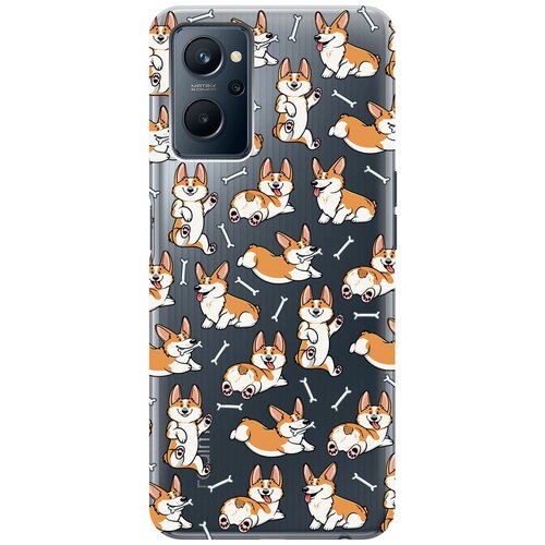 Силиконовый чехол с принтом Corgi Pattern для Realme 9i / Рилми 9и силиконовый чехол на realme 9i рилми 9и с 3d принтом gucci stickers прозрачный