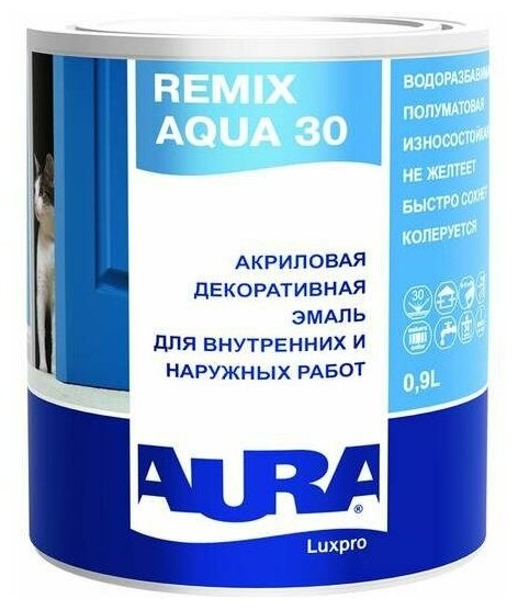 Эмаль AURA Luxpro Remix Aqua 30 ALE001 0.9 л