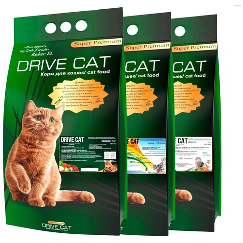 DRIVE CAT Полнорационный корм для кошек по 1 кг Ассорти из 3х видов