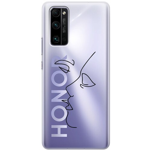 Силиконовый чехол с принтом Faces для Honor 30 Pro+ / Хонор 30 Про Плюс силиконовый чехол на honor 30 pro хонор 30 про плюс с 3d принтом tigers прозрачный