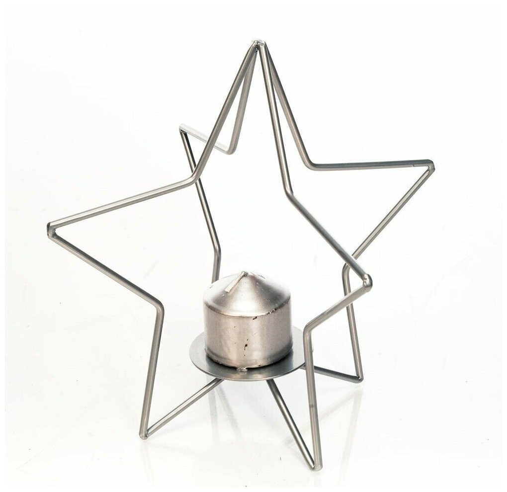 Подсвечник металлический Звезда серебряная под одну свечу, декор для дома HITSAD Loft 607-41-S - фотография № 7