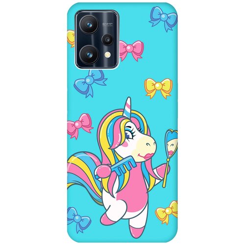 Матовый чехол Lady Unicorn для Realme 9 Pro / Рилми 9 Про с 3D эффектом бирюзовый матовый чехол musical unicorn для realme 9 pro рилми 9 про с 3d эффектом бирюзовый