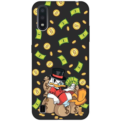 Матовый чехол Rich Scrooge для Samsung Galaxy A01 / Самсунг А01 с 3D эффектом черный матовый чехол rich scrooge для samsung galaxy a01 самсунг а01 с 3d эффектом черный