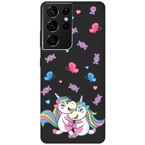 Матовый чехол Unicorns and Candies для Samsung Galaxy S21 Ultra / Самсунг С21 Ультра с 3D эффектом черный матовый чехол unicorns and candies для samsung galaxy s21 самсунг с21 с 3d эффектом бирюзовый