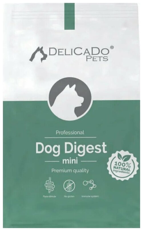 DELICADO DOG DIGEST Mini Корм для собак, 10 кг с мясом ягненка, птицы и рыбы