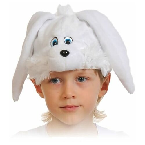 фото Шапка "зайчик белый" плюш, размер 52-54 см карнавалофф