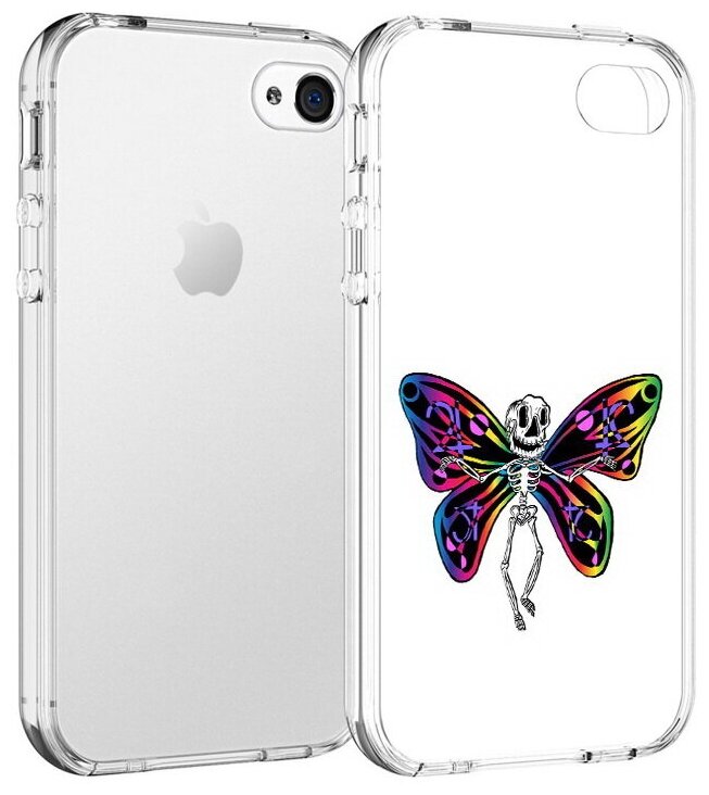 Чехол задняя-панель-накладка-бампер MyPads эффект бабочки для iPhone 4/4S противоударный