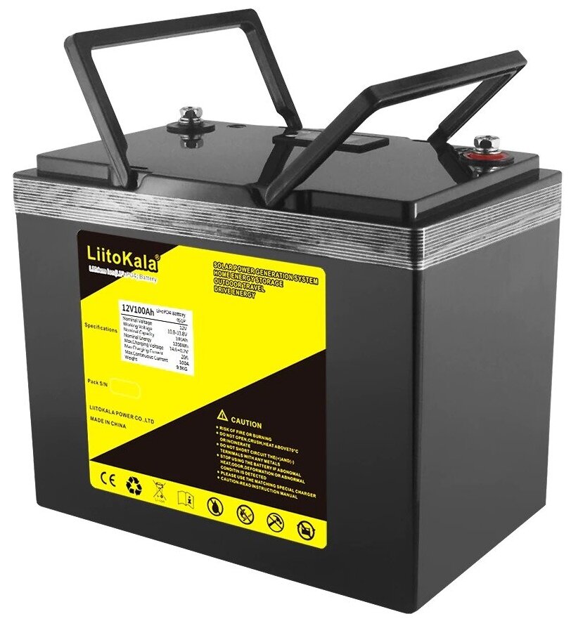 Аккумулятор LiitoKala LiFePO4 12V 100AH BMS для ИБП, солнечных электростанций, лодочных моторов, автодомов/прицепов