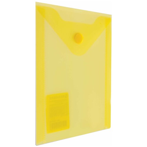 Папка-конверт с кнопкой малого формата (105х148 мм) А6 желтая 0 18 мм BRAUBERG, 30 шт