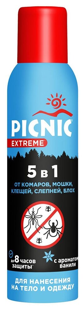 Средство от насекомых Picnic Extreme 5 в 1, аэрозоль, 150 мл