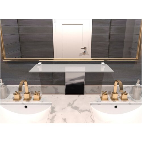 Полка стеклянная сатин, полкодержатель сатин (матовый) S3-27, 20х70 см.