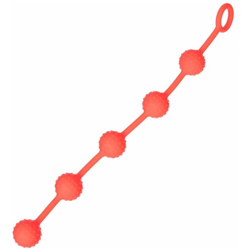 Красная анальная цепочка с кольцом - 30 см., красный