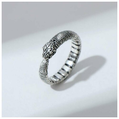 Кольцо, безразмерное, серебряный queen fair кольцо змея анаконда цвет чернёное серебро безразмерное