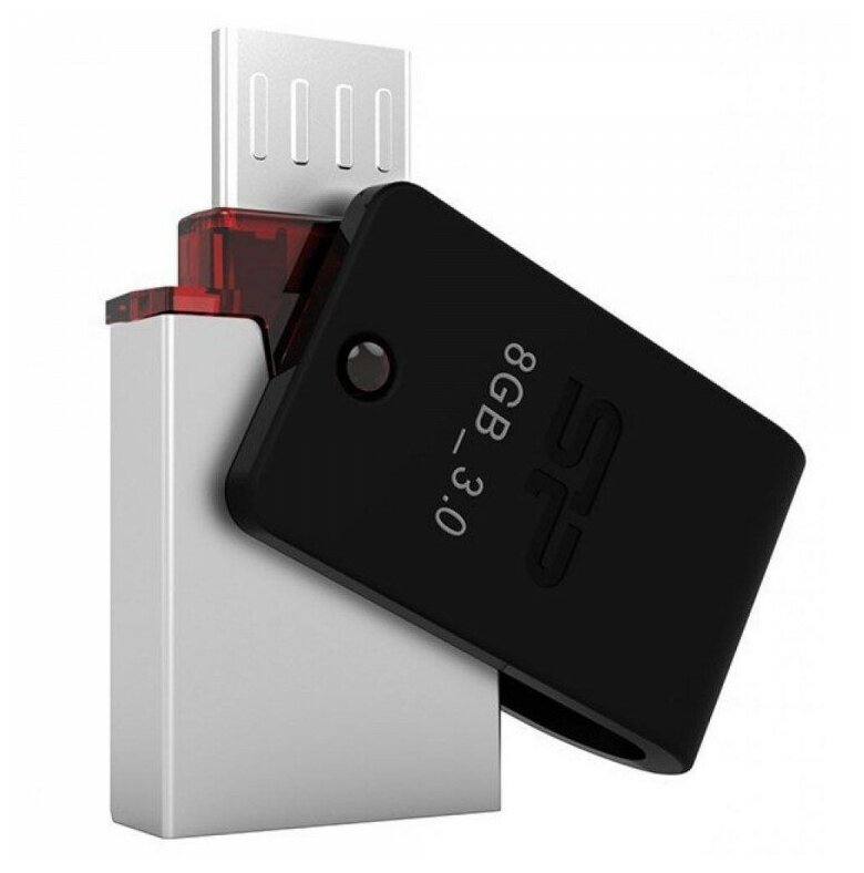 Флеш накопитель 8Gb Silicon Power Mobile X31 OTG, USB 3.0/MicroUSB, Черный - фото №9