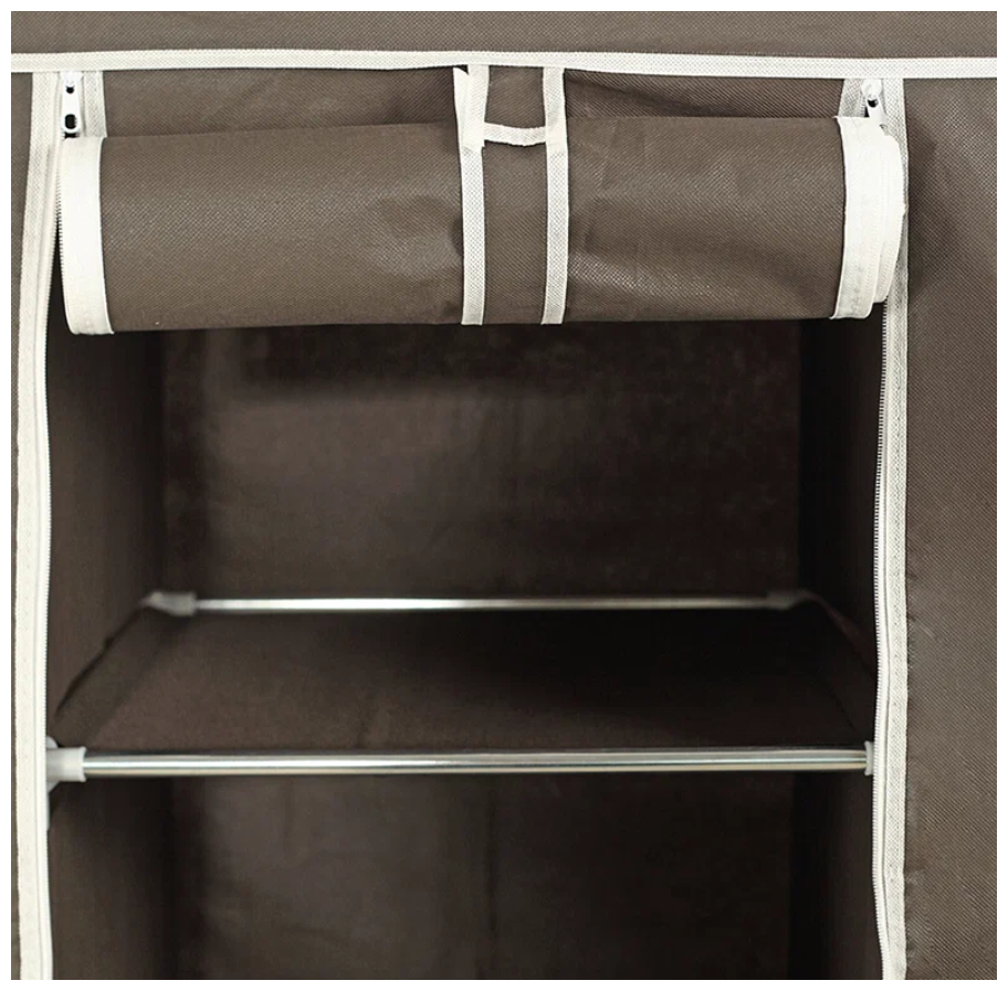 Складной каркасный тканевый шкаф STORAGE WARDROBE 175*130*45 см коричневый - фотография № 8