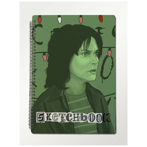 Скетчбук блокнот, А4 крафт-бумага, 50 листов с деревянной обложкой сериалы stranger things (оди, майк, очень странные дела) - 1048