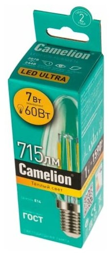 Светодиодная лампа Camelion LED7-C35-FL/830/E14 - фотография № 4