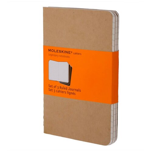 Блокнот Moleskine CAHIER JOURNAL QP411 Pocket, 90x140 мм, обложка картон, 64 страницы, линейка, бежевый (3 штуки)