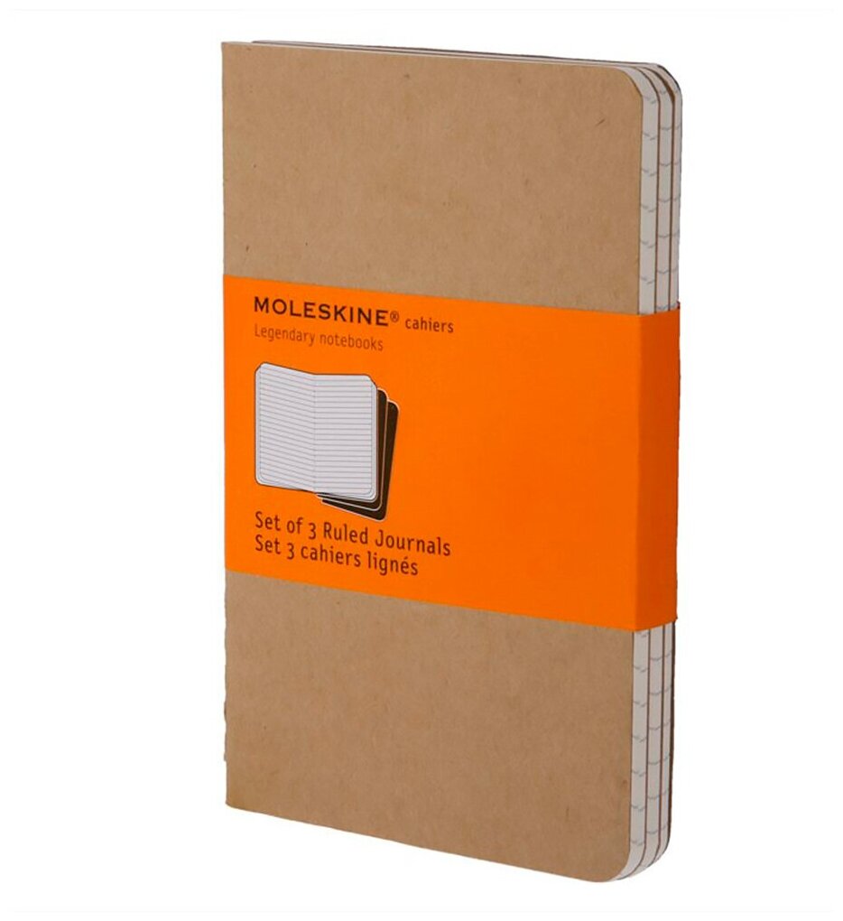 Блокнот Moleskine CAHIER JOURNAL QP411 Pocket, 90x140 мм, обложка картон, 64 страницы, линейка, бежевый (3 штуки)