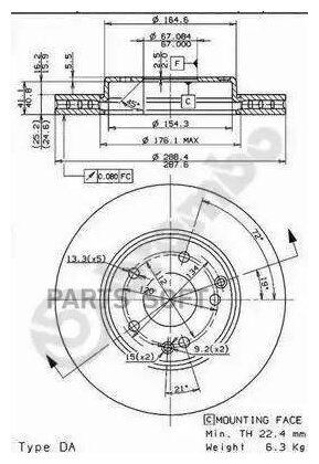 BREMBO 09841111 Тормозной диск 2шт