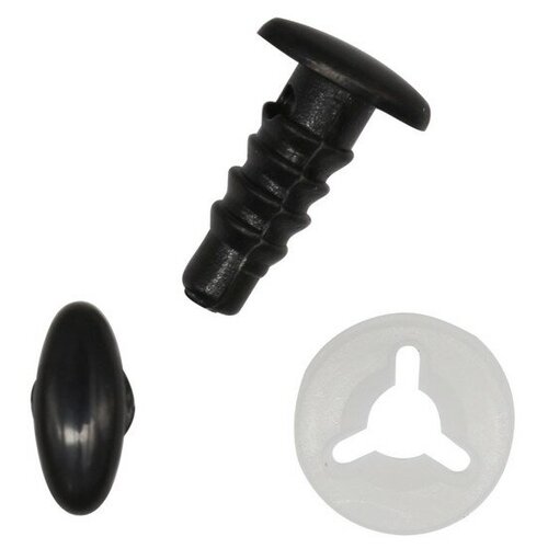 Глазки овальные плоские, с фиксатором, цв. черный, 7*3,5мм, 24 шт/упак