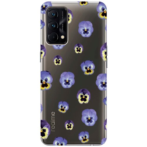 Силиконовый чехол с принтом Pansies для Realme GT Master Edition / Рилми ГТ Мастер Едишн матовый soft touch силиконовый чехол на realme gt master edition рилми гт мастер едишн с 3d принтом beatles stickers черный