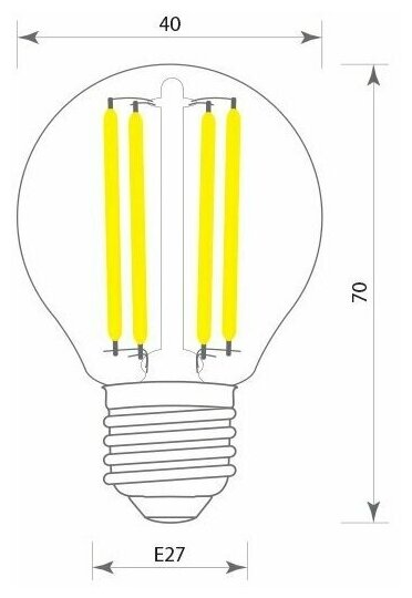 Лампочка светодиодная филаментная GIS-SOLAR G45-E27-4Вт-3000К-220В